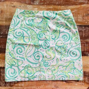 Lilly Pulitzer white label vintage skirt with fish and whale print
